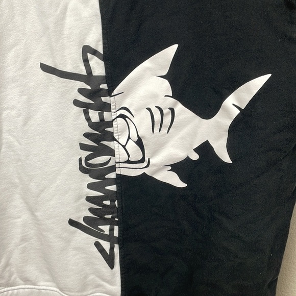 Suamoment 50 50 Split Colorblock Sweatshirt Shark Black White Sz M - Picture 2 of 10